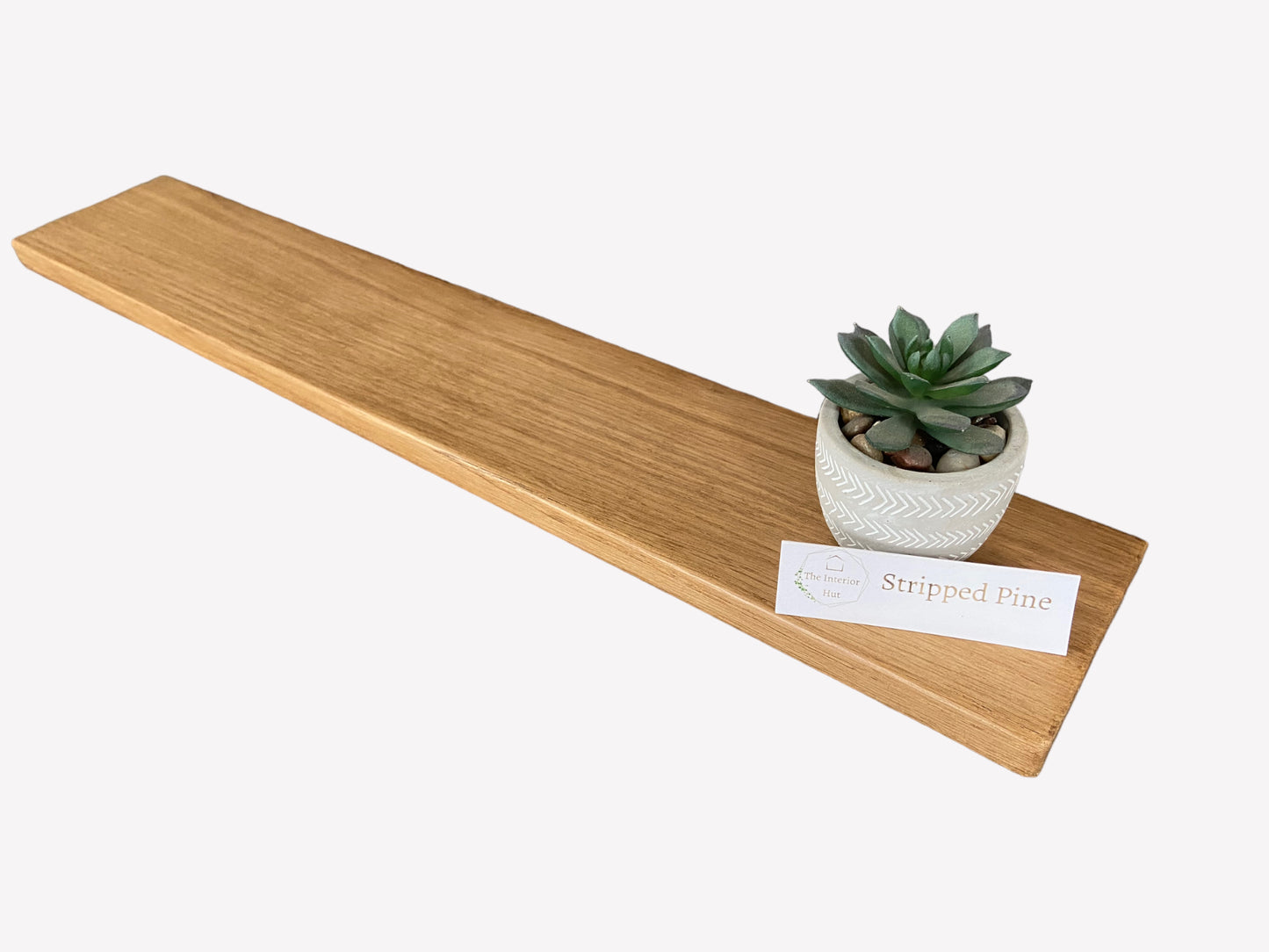 Oak Floating Shelf - 70cm in length x 12cm Deep x slim 2.2cm Thick - Stripped pine - For masonry walls