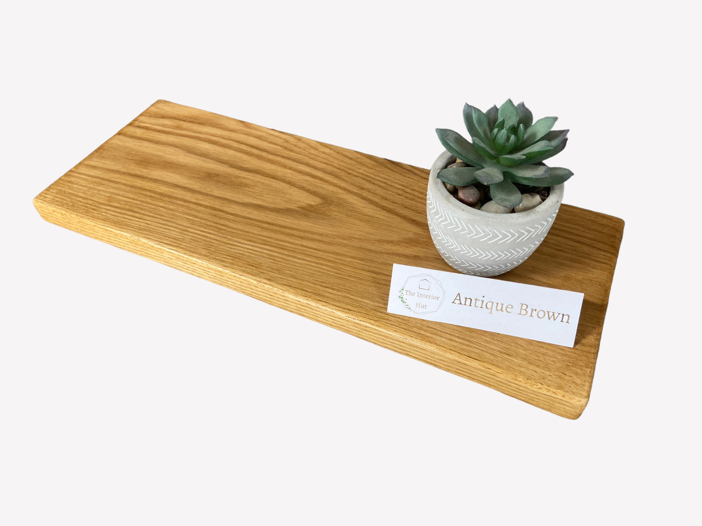 Antique Brown Slim Oak Floating Shelf - 40cm long x 15cm Deep x 2.2cm Thick for masonry walls