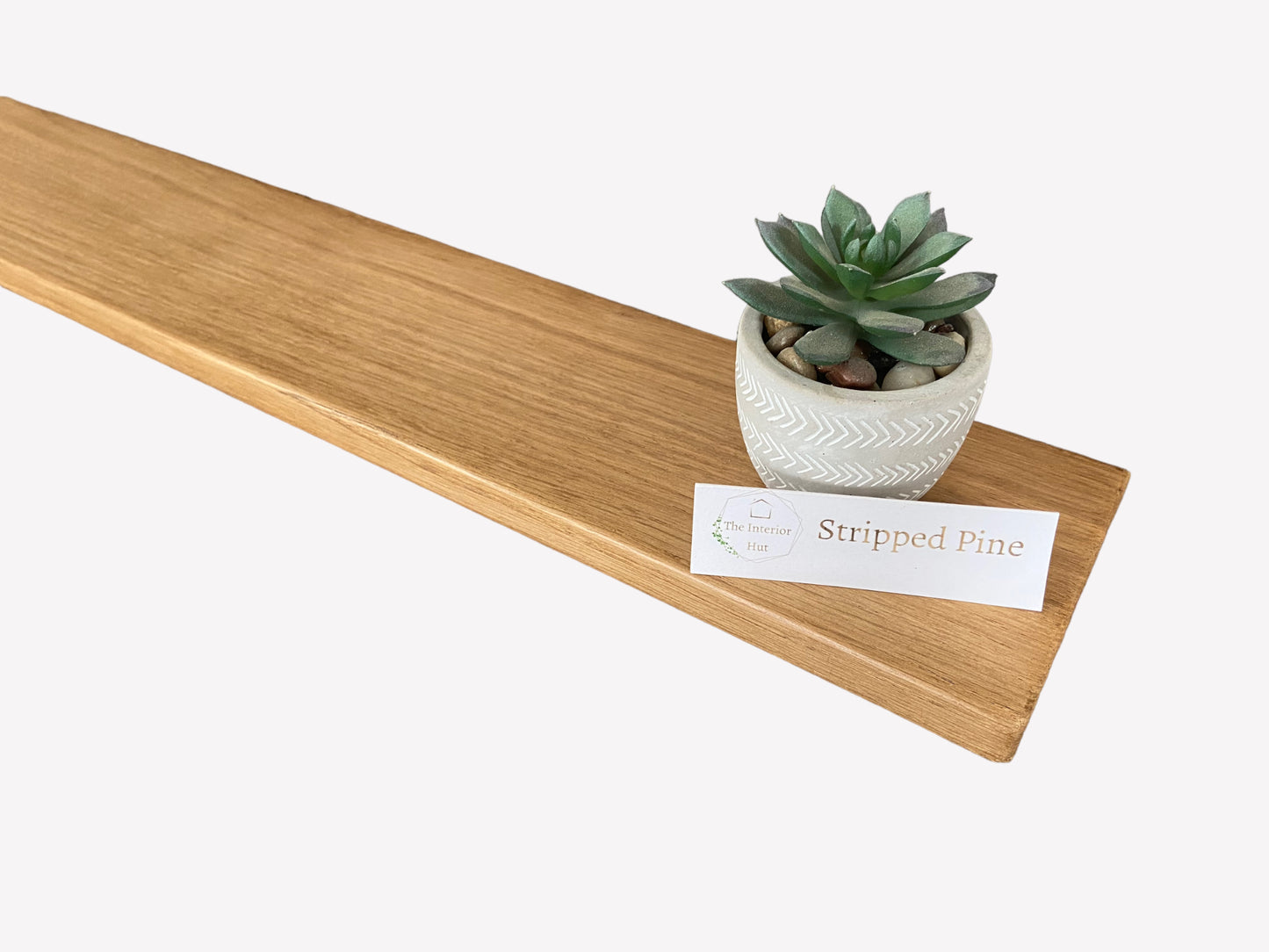 Oak Floating Shelf - 70cm in length x 12cm Deep x slim 2.2cm Thick - Stripped pine - For masonry walls