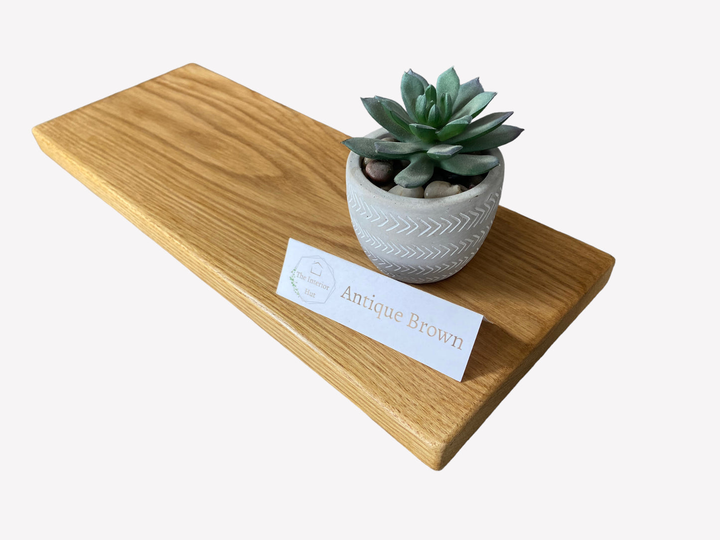 Antique Brown Slim Oak Floating Shelf - 40cm long x 15cm Deep x 2.2cm Thick for masonry walls