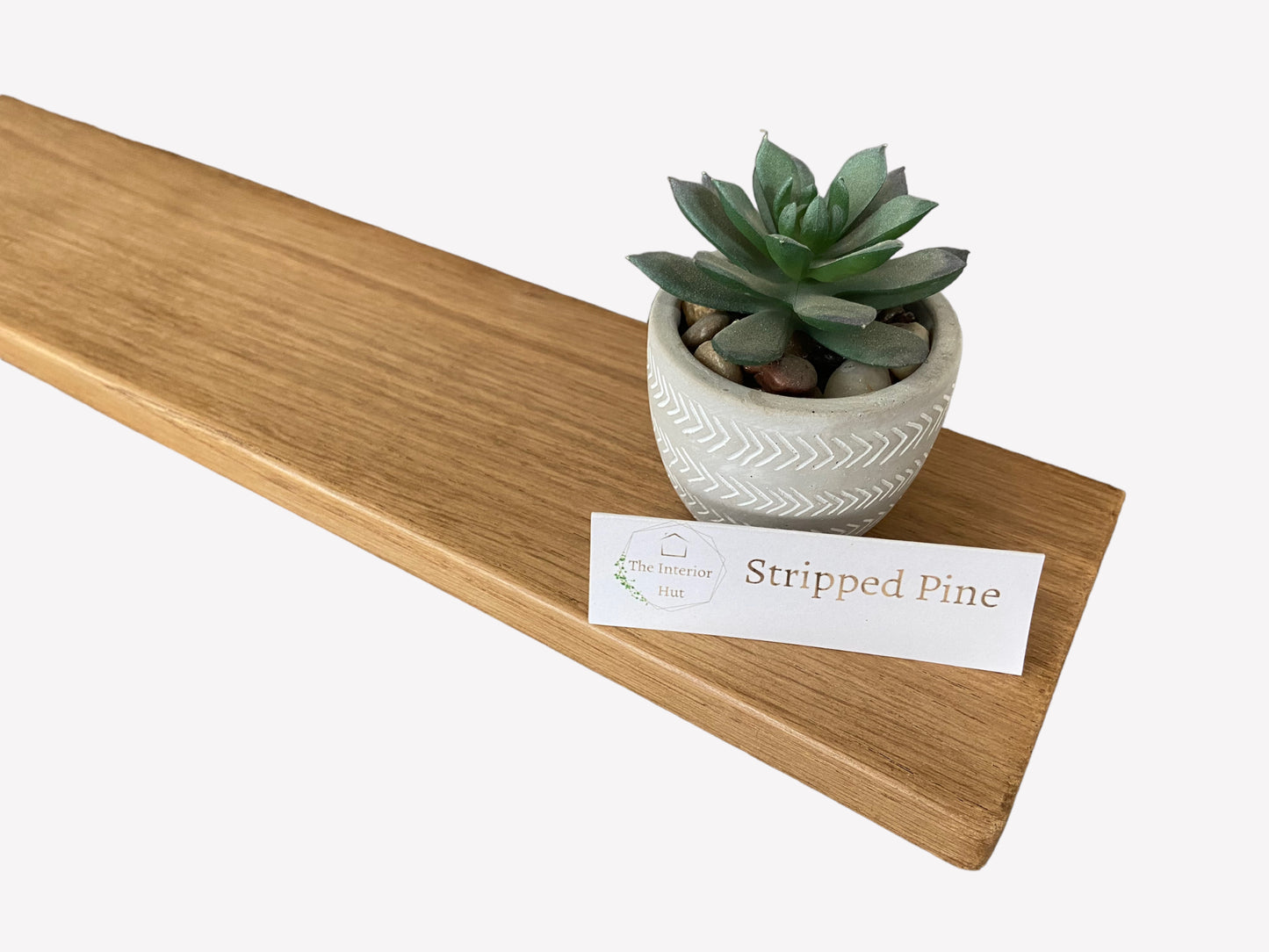 Oak Floating Shelf - 70cm in length x 12cm Deep x slim 2.2cm Thick - Stripped pine - For masonry walls