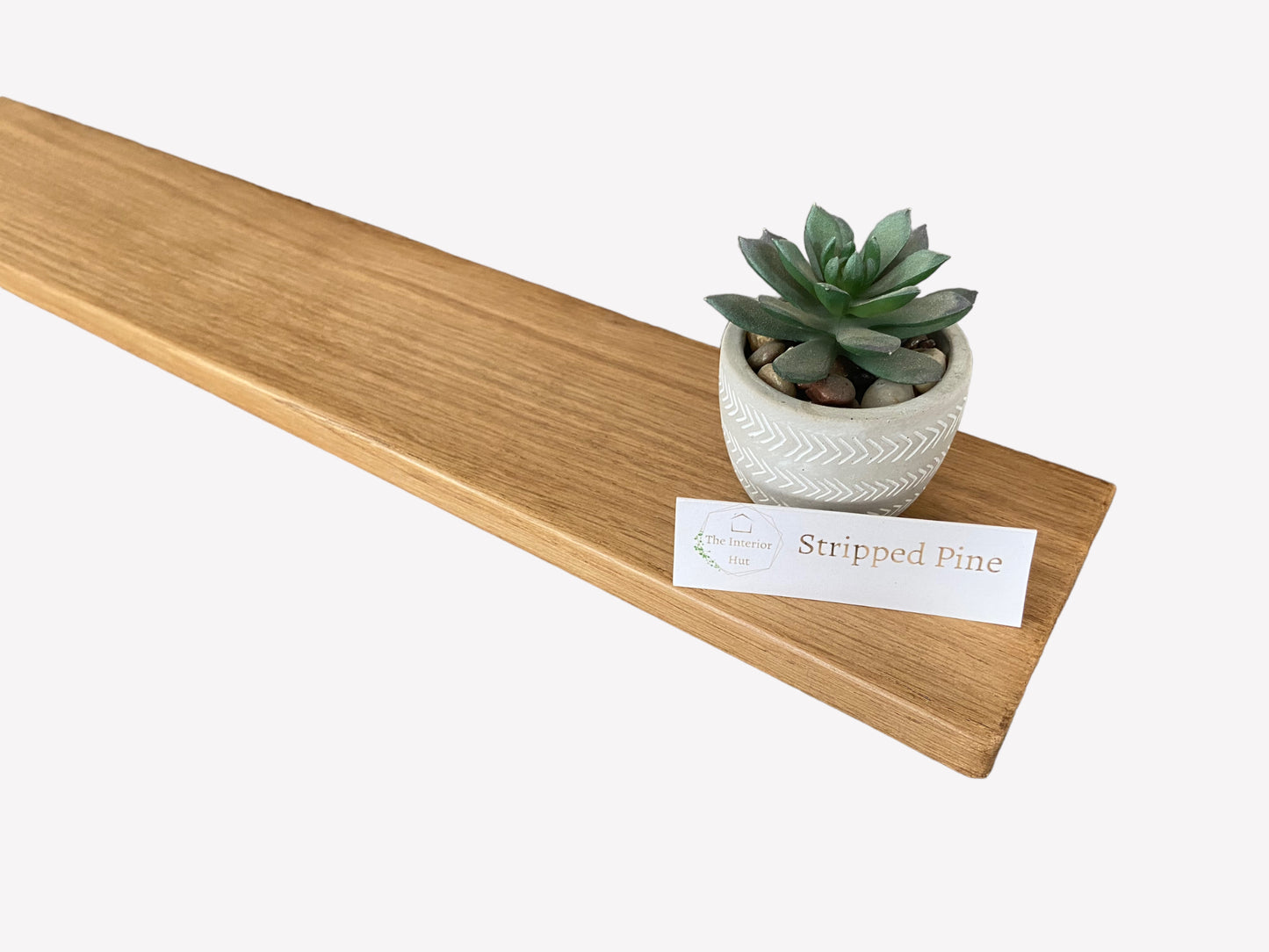 Oak Floating Shelf - 70cm in length x 12cm Deep x slim 2.2cm Thick - Stripped pine - For masonry walls