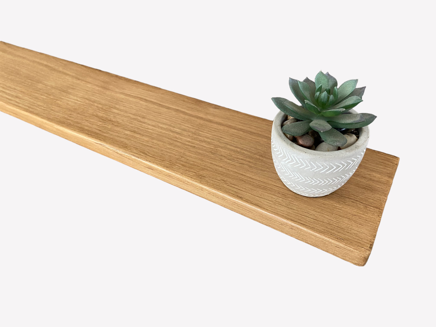 Oak Floating Shelf - 70cm in length x 12cm Deep x slim 2.2cm Thick - Stripped pine - For masonry walls