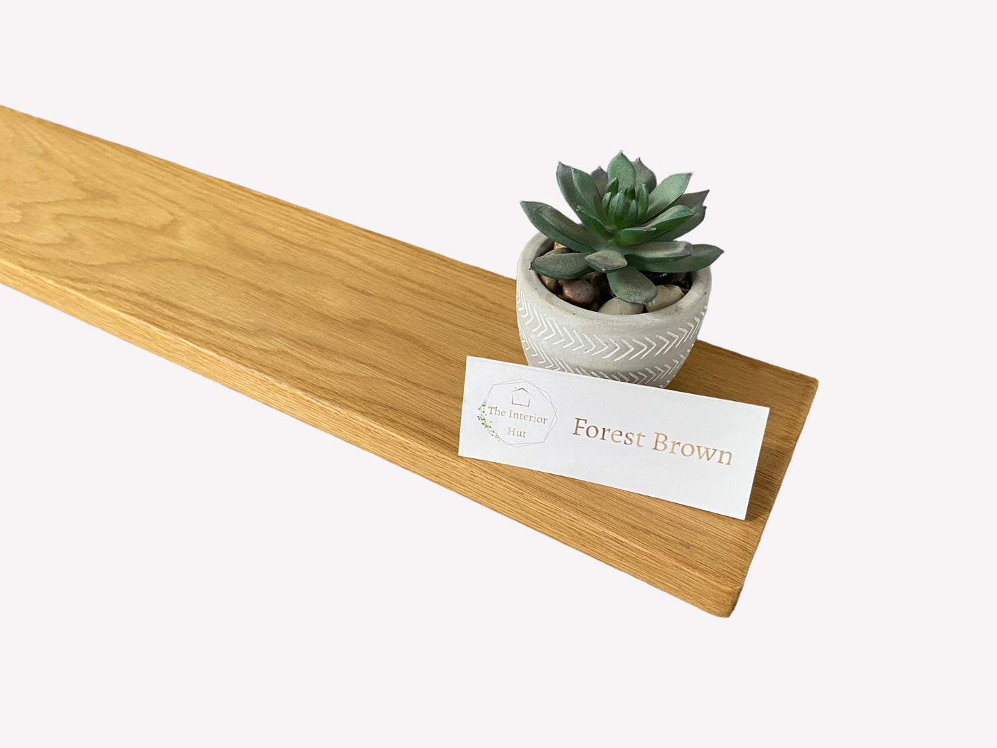 Slim Oak Floating Shelf - Smooth Finish 35cm Deep x 15cm x 2cm Thick for plasterboard walls