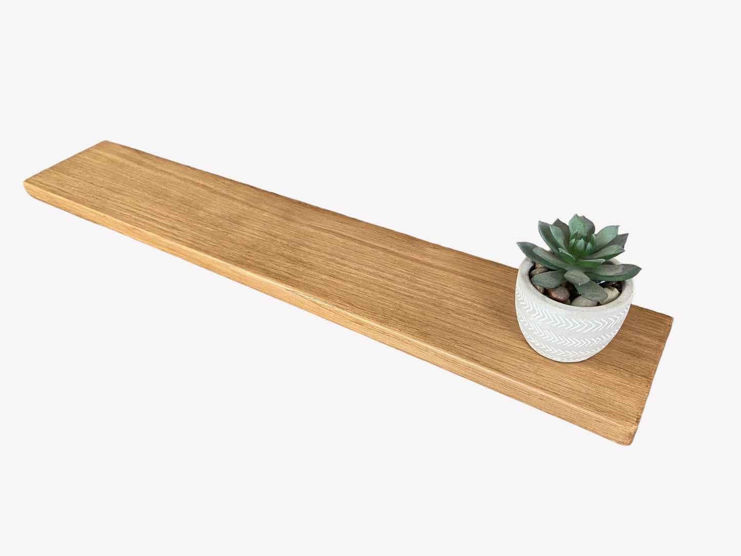 Oak Floating Shelf - 70cm in length x 12cm Deep x slim 2.2cm Thick - Stripped pine - For masonry walls
