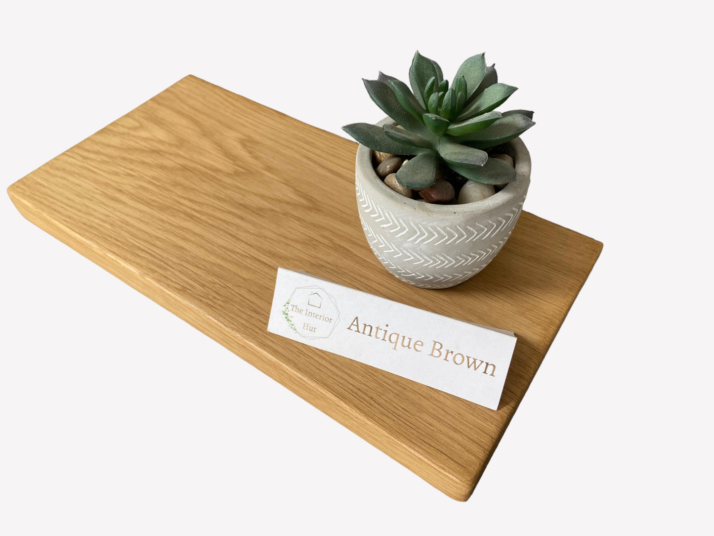Antique Brown Slim Oak Floating Shelf - 15cm Deep x 2.2cm Thick for Plasterboard walls