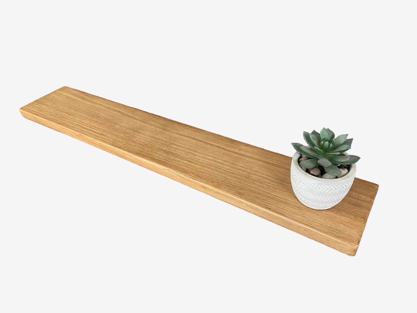 Oak Floating Shelf - 70cm in length x 12cm Deep x slim 2.2cm Thick - Stripped pine - For masonry walls