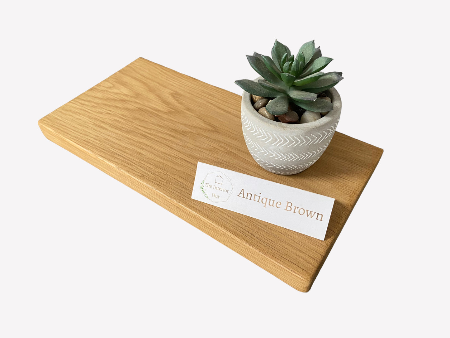 Antique Brown Slim Oak Floating Shelf - 15cm Deep x 2.2cm Thick for Plasterboard walls