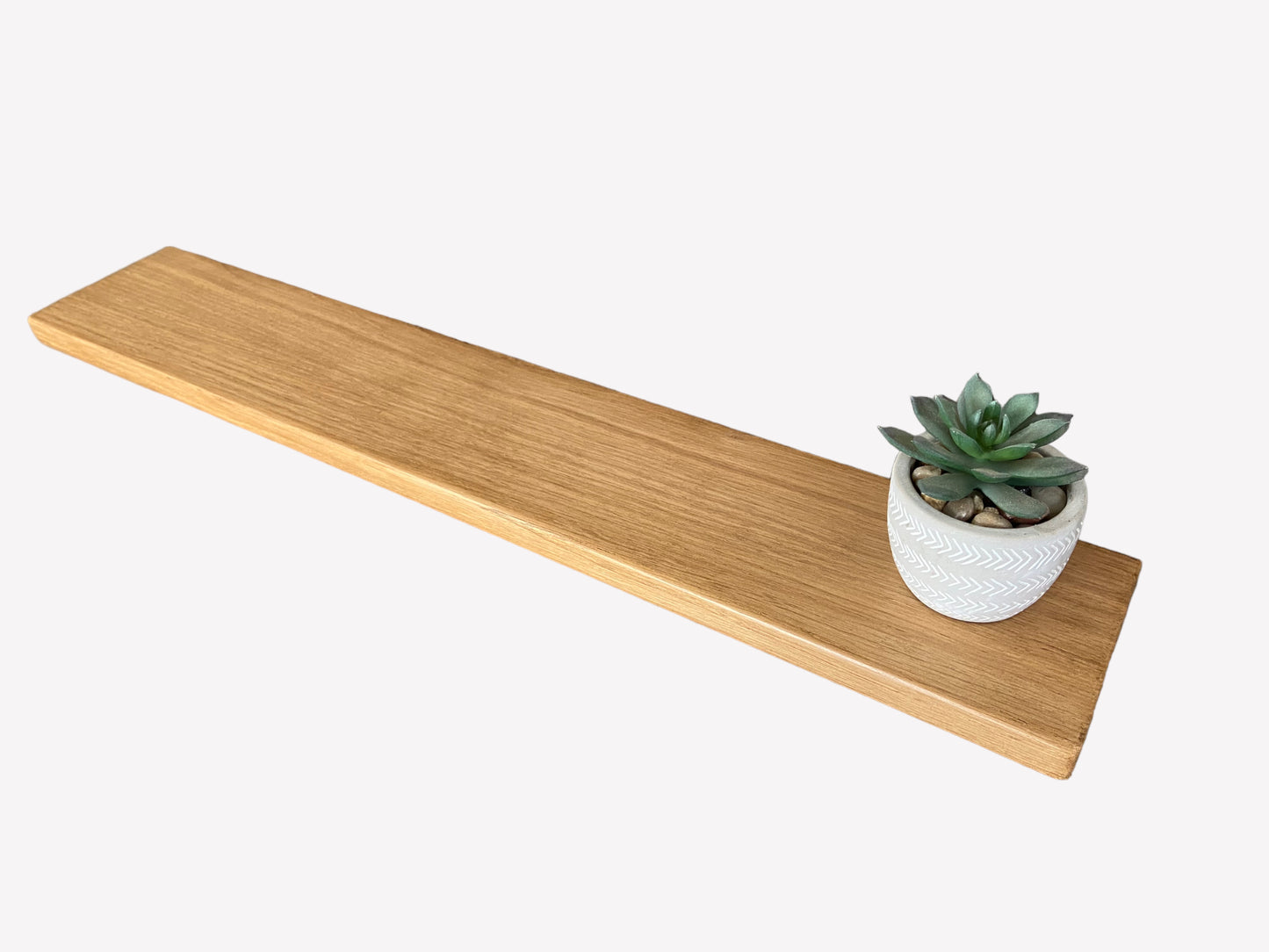 Oak Floating Shelf - 70cm in length x 12cm Deep x slim 2.2cm Thick - Stripped pine - For masonry walls