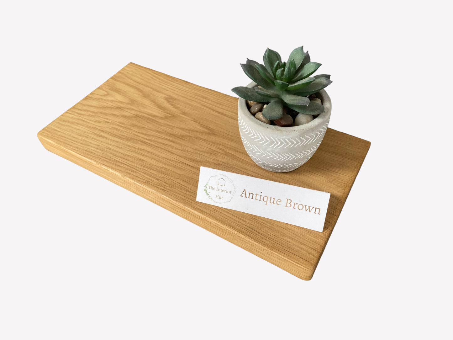 Antique Brown Slim Oak Floating Shelf - 15cm Deep x 2.2cm Thick for Plasterboard walls