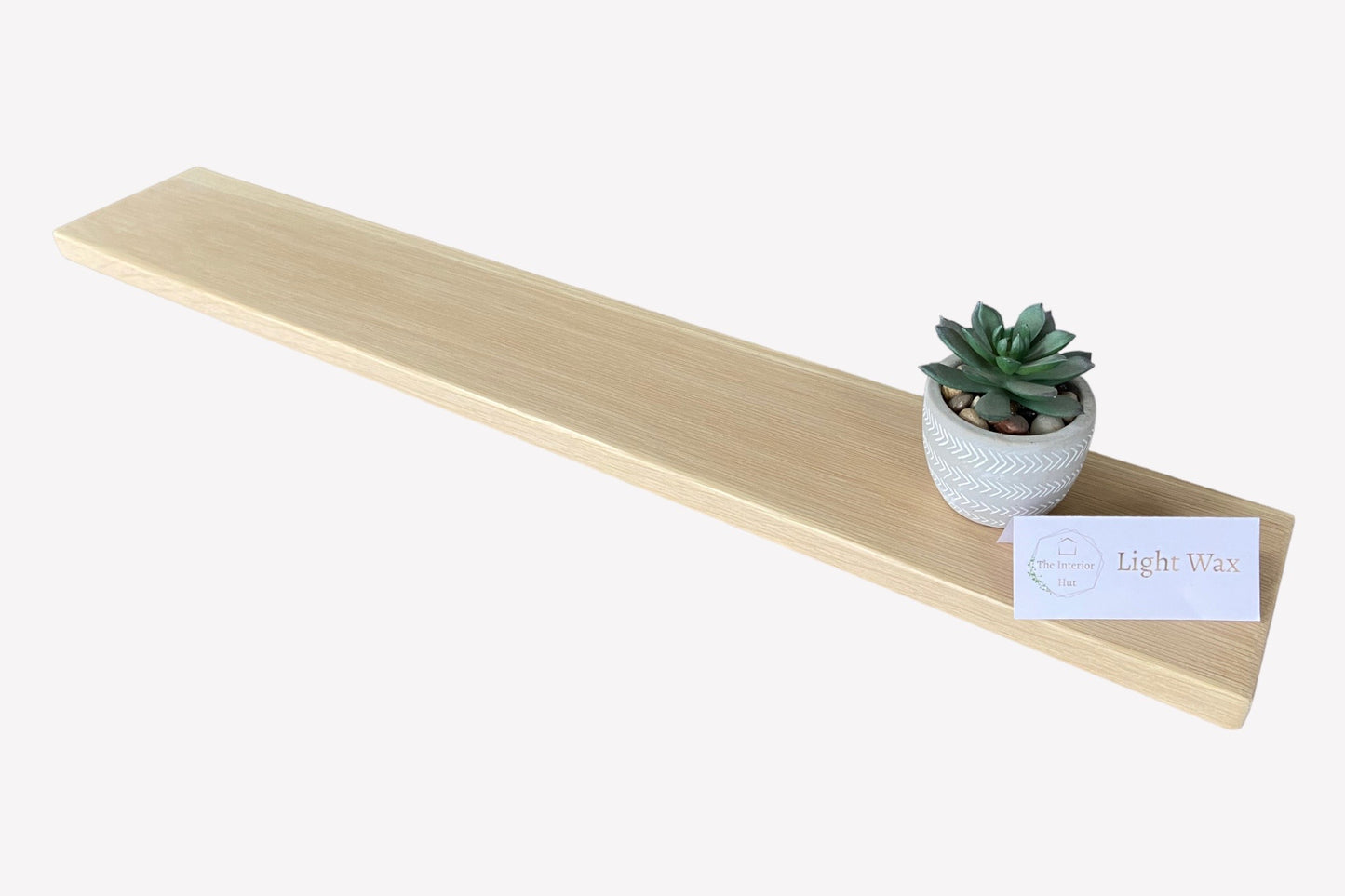 Slim Oak Floating Shelf - Live edge 22cm Deep x 10cm x 2cm Thick for plasterboard walls