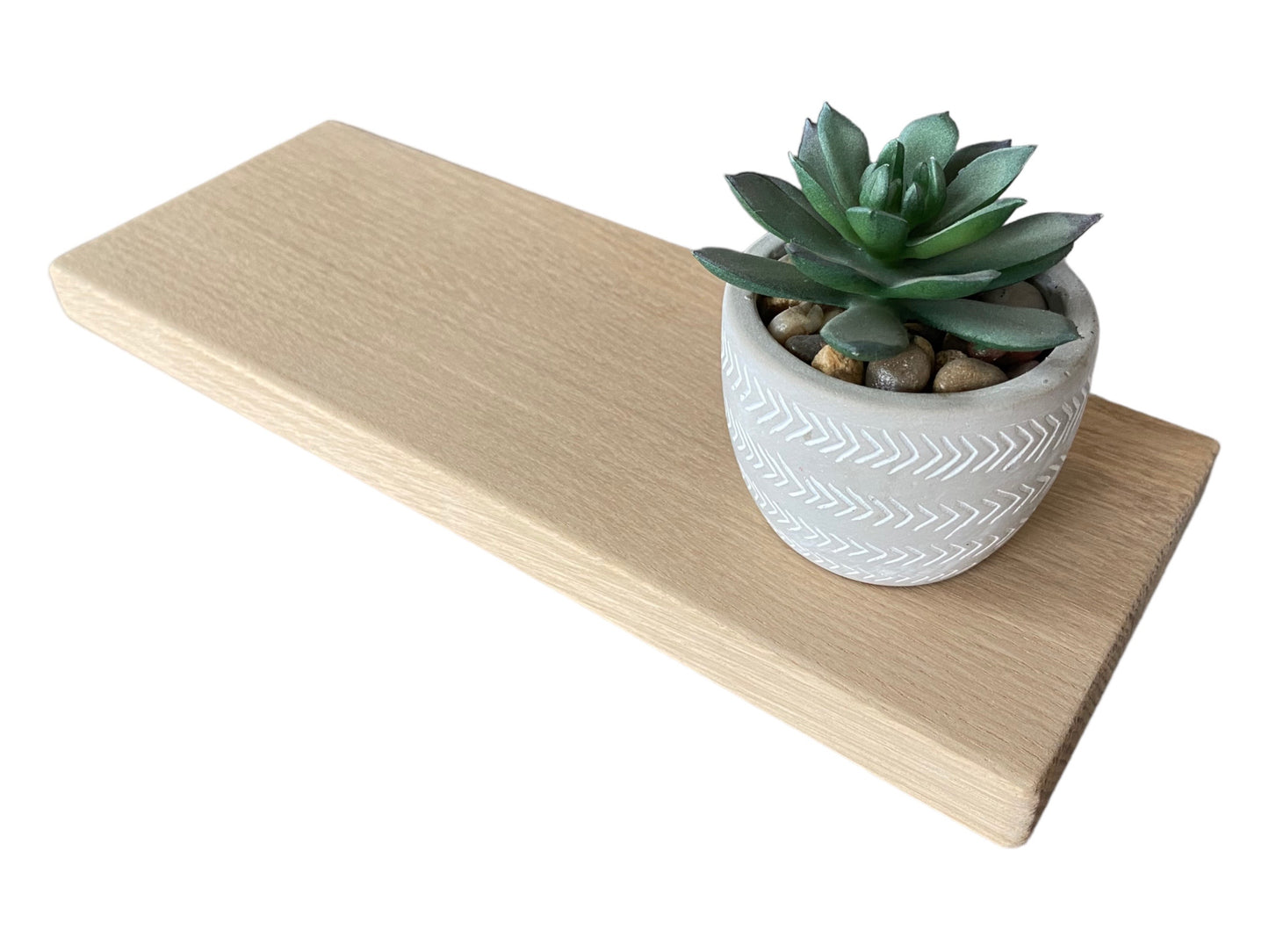 Slim Oak Floating Shelf for plasterboard (stud) walls - Smooth Finish 12cm Deep x 2.2cm Thick