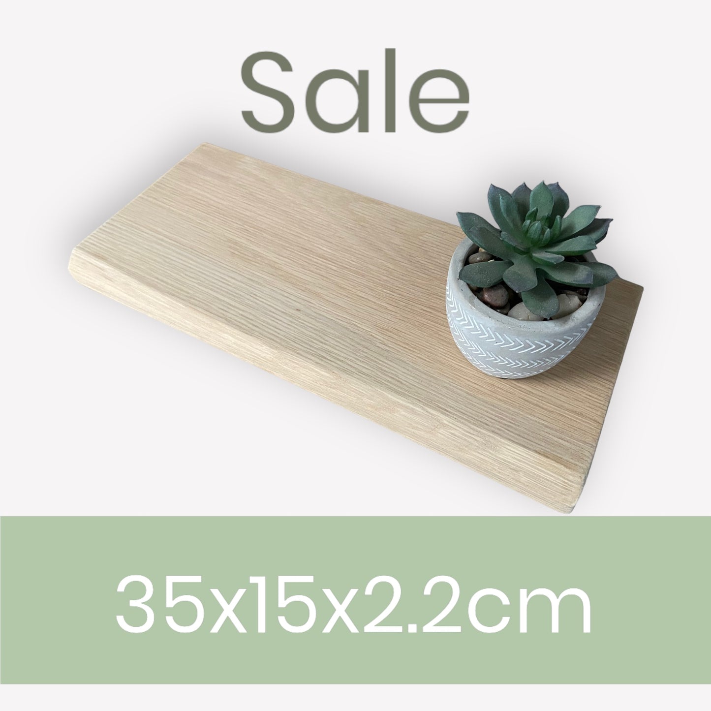 Slim Oak Floating Shelf - Live edge 35cm Deep x 15cm x 2.2cm Thick for plasterboard walls