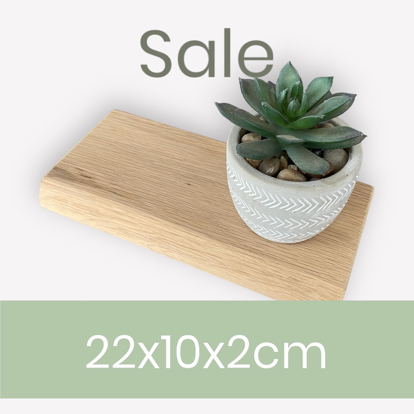 Slim Oak Floating Shelf - Live edge 22cm Deep x 10cm x 2cm Thick for plasterboard walls