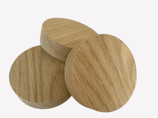 Oak Blanks, solid oak circle disks, Pack of 3 for crafting and DIY projects