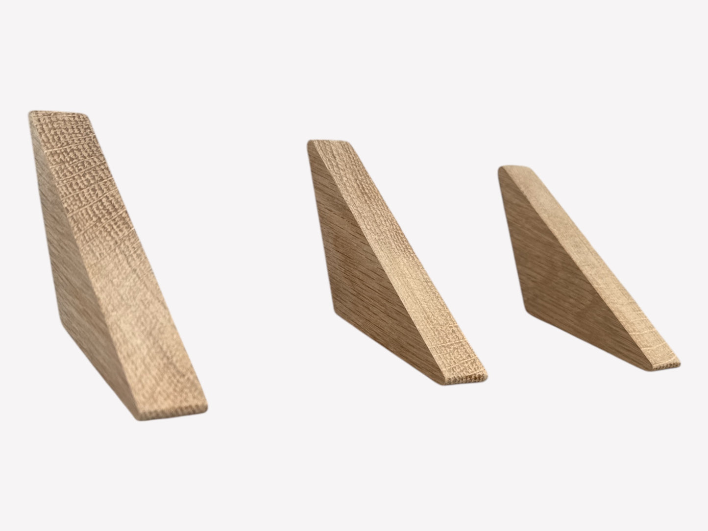 Oak coat hooks / Wooden pegs / Triangular wall mounted hanger