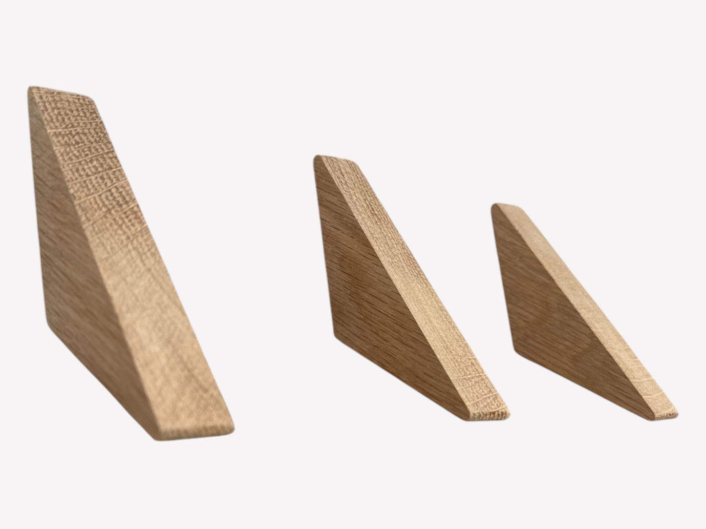 Oak coat hooks / Wooden pegs / Triangular wall mounted hanger
