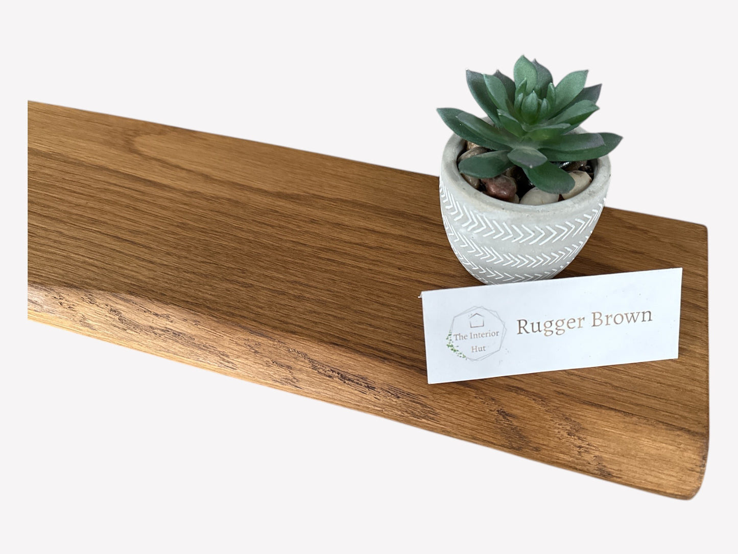 Live Edge Floating Shelf In Solid Oak - 15cm Deep x 2.2cm Thick for masonry walls