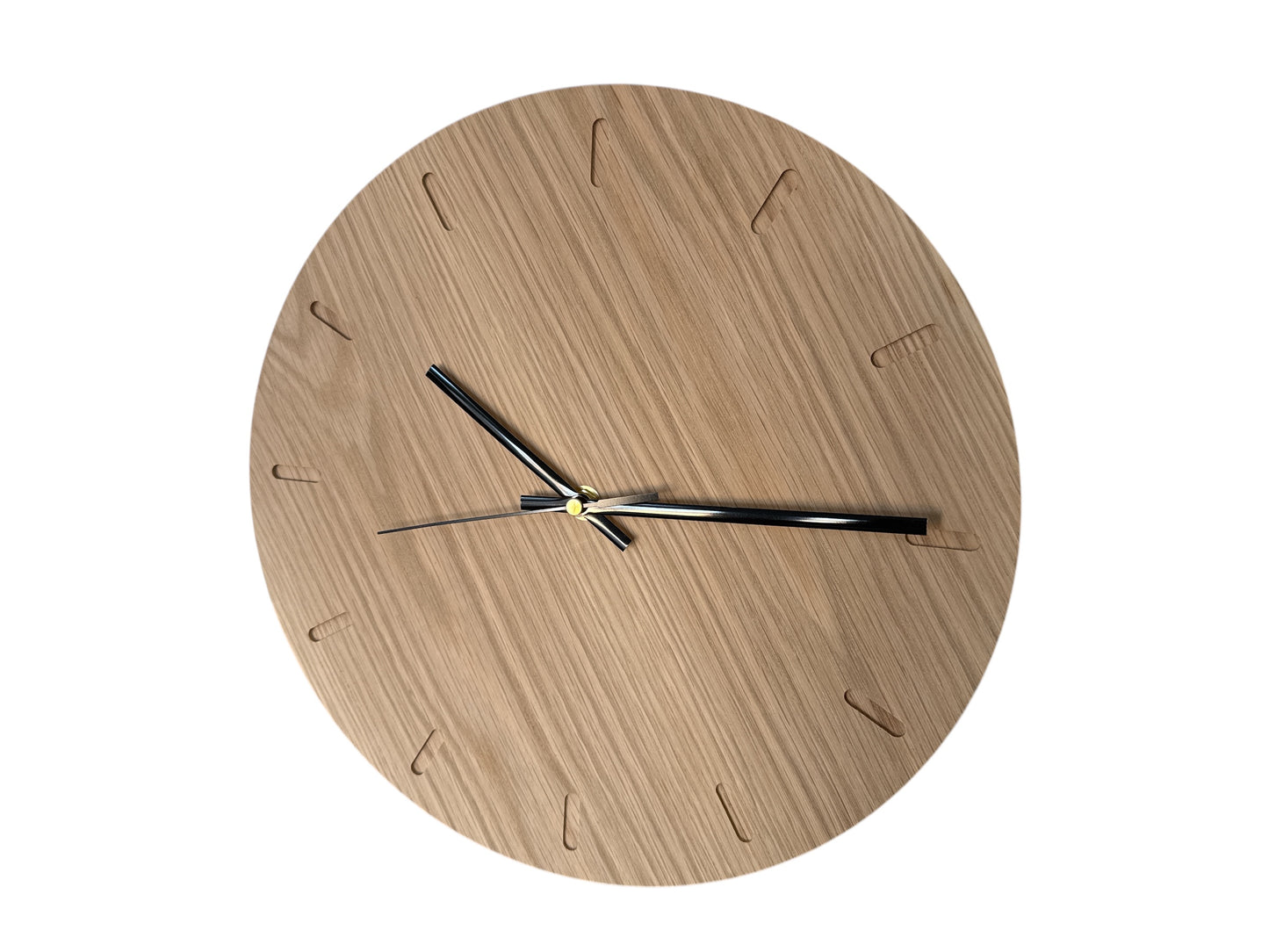 Oak Wall Clock – Solid Wood, Round, Silent Sweep Movement - 32cm