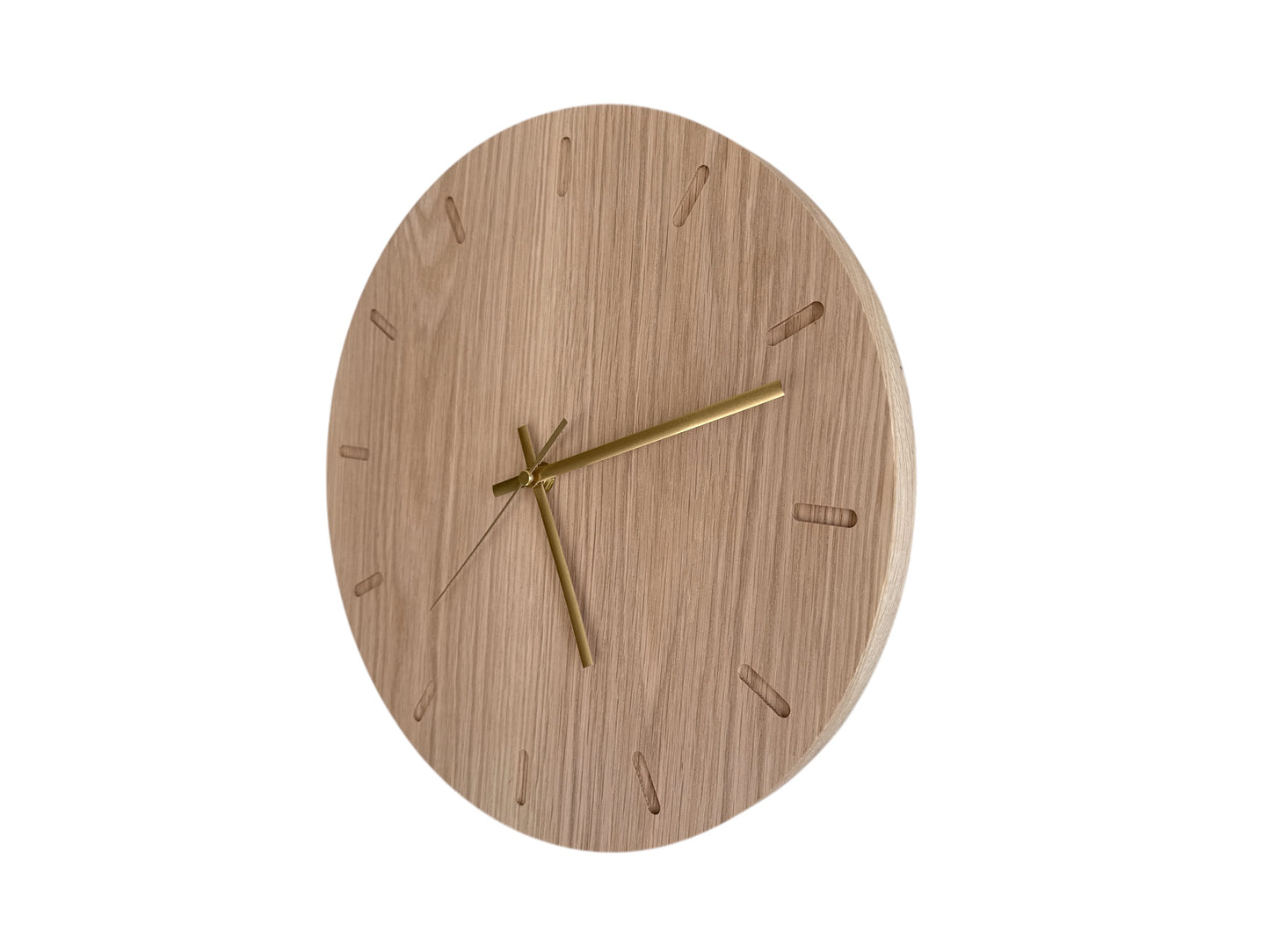 Oak Wall Clock – Solid Wood, Round, Silent Sweep Movement - 32cm