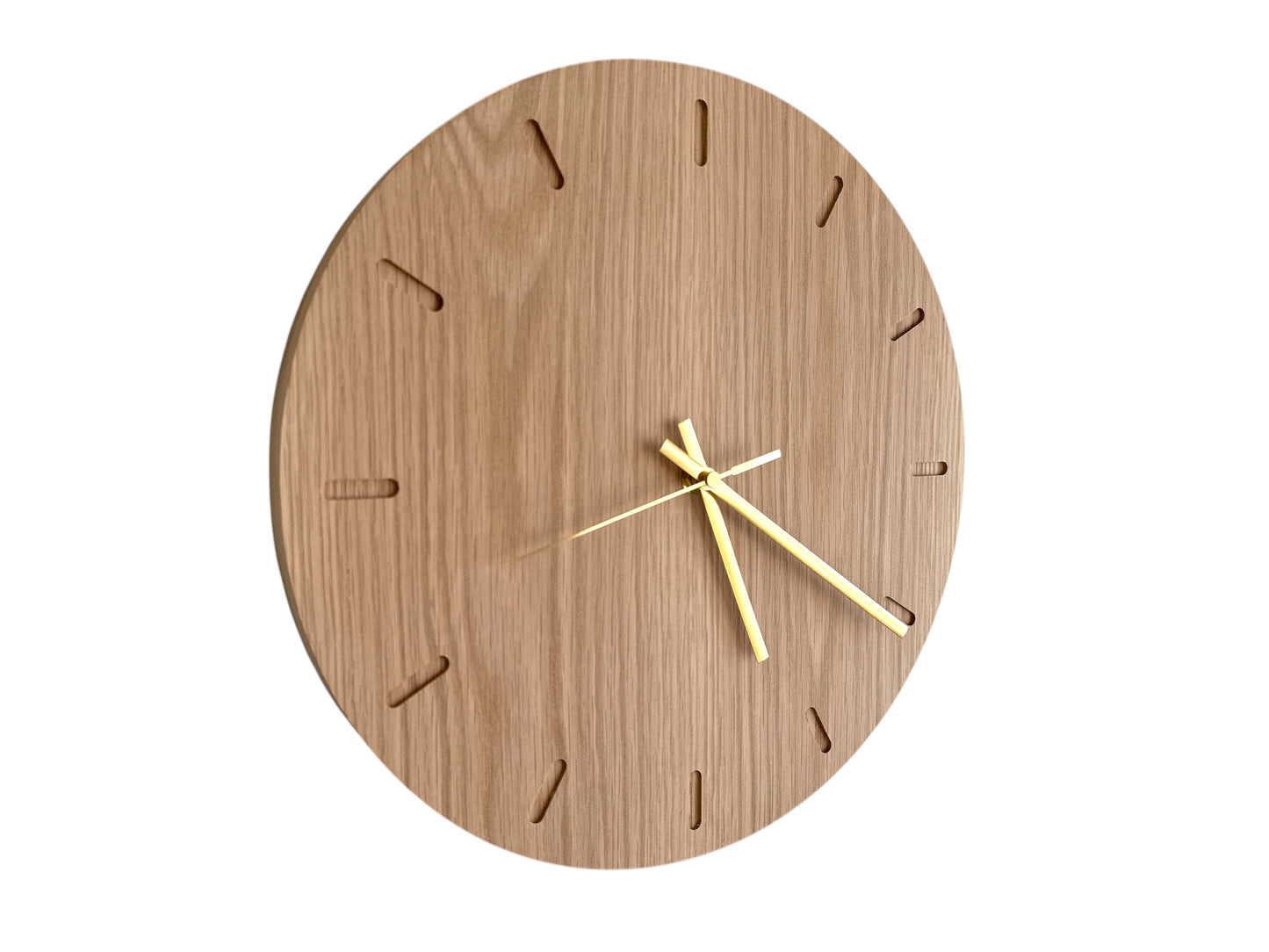 Oak Wall Clock – Solid Wood, Round, Silent Sweep Movement - 32cm
