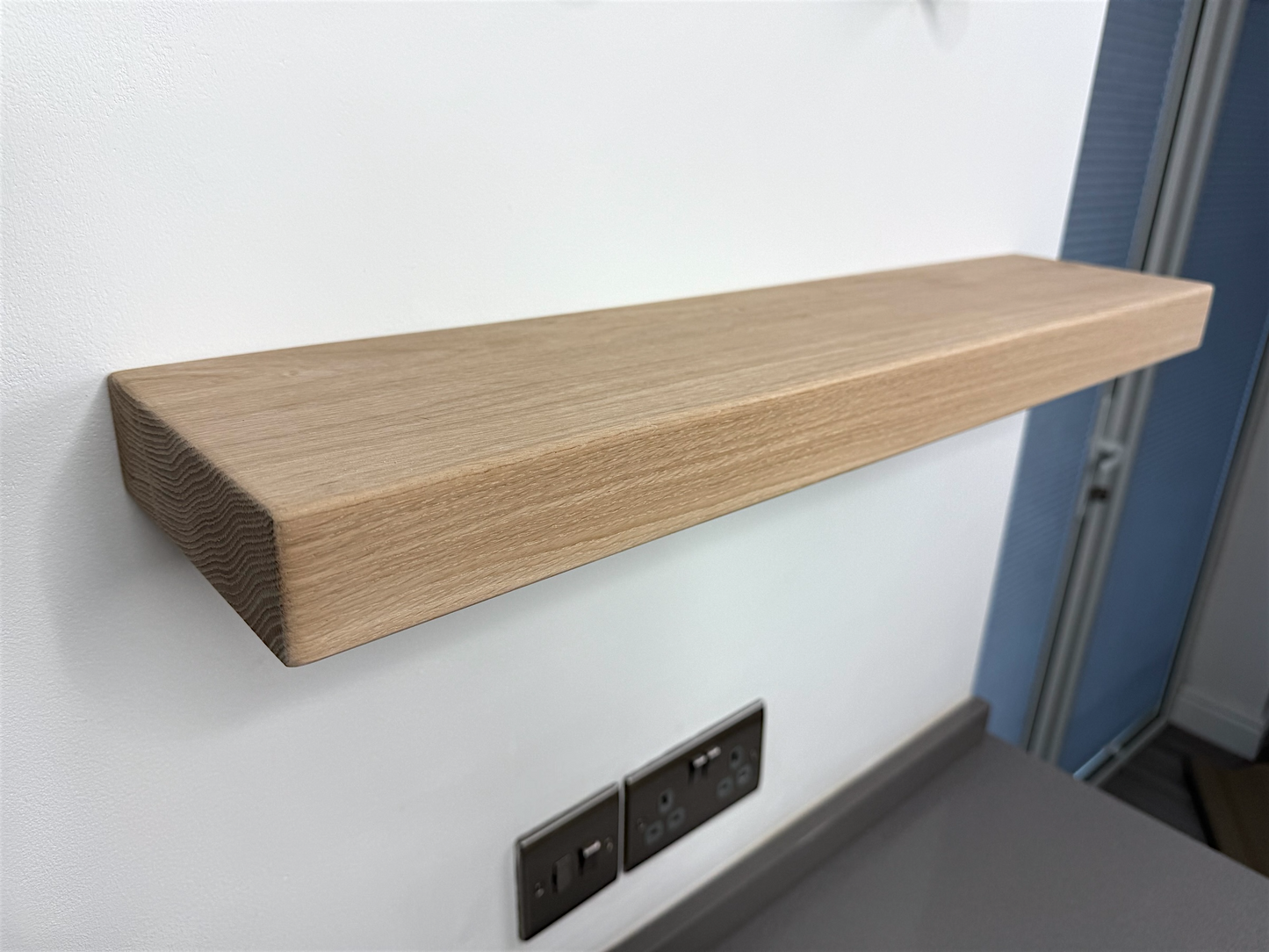 Oak Floating Shelf - Chunky 12cm Deep x 4.5cm Thick (6"x2") For masonry walls