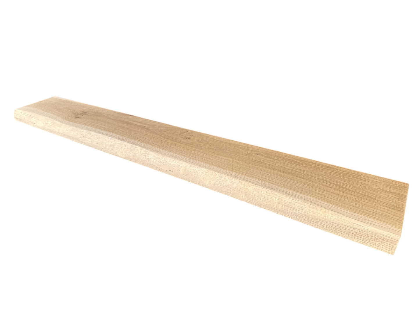 Solid Oak Floating Shelf With a Live / Waney Edge - Chunky 140 x 20cm Deep x 5cm Thick (8"x2") for masonry walls