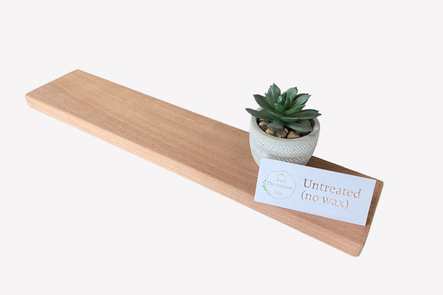 Slim Sapele Floating Shelf - For Plasterboard Dot and dab walls - Smooth Finish 10cm Deep x 2cm Thick