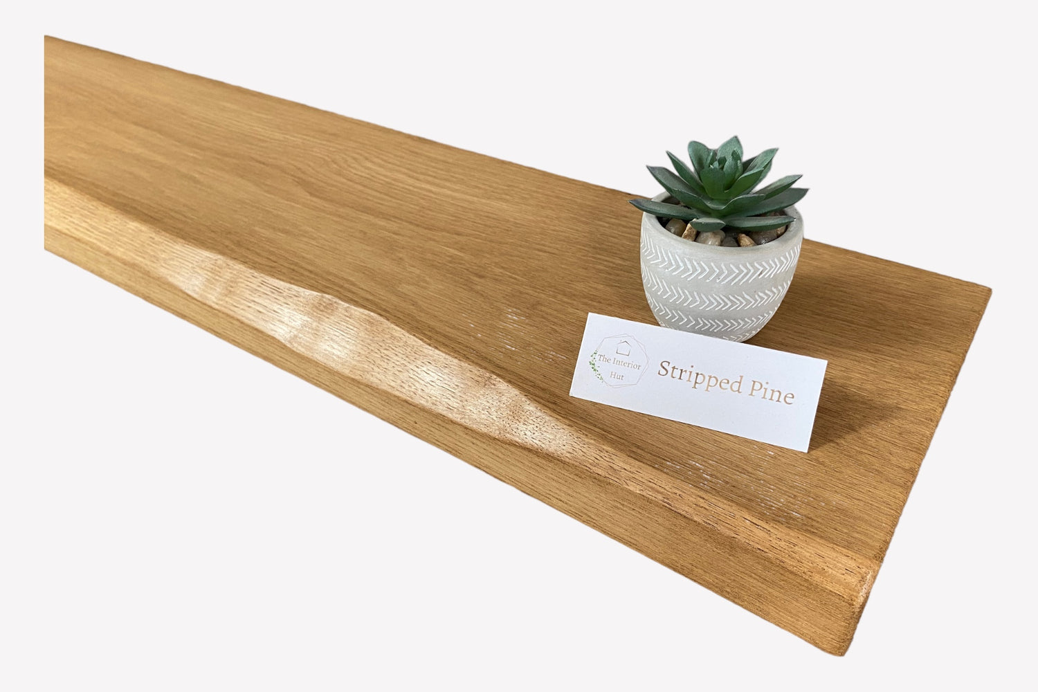 Live Edge Floating Shelf In Chunky Solid Oak - Smooth Finish 24cm Deep x 4.5cm Thick for masonry walls - The Interior Hut