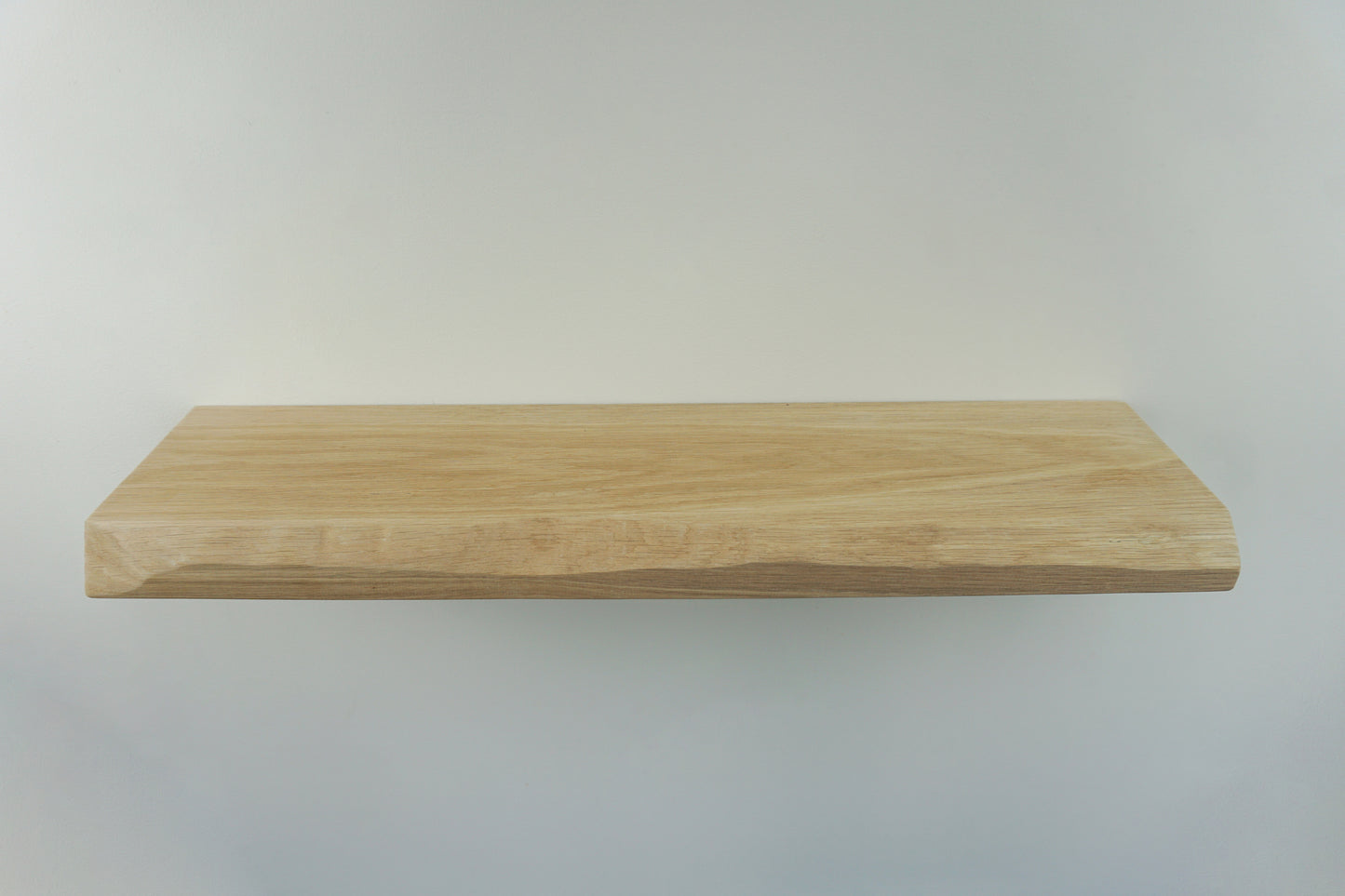 Solid Oak Floating Shelf With a Live / Waney Edge - Chunky 20cm Deep x 4.5cm Thick (8"x2") for masonry walls - The Interior Hut