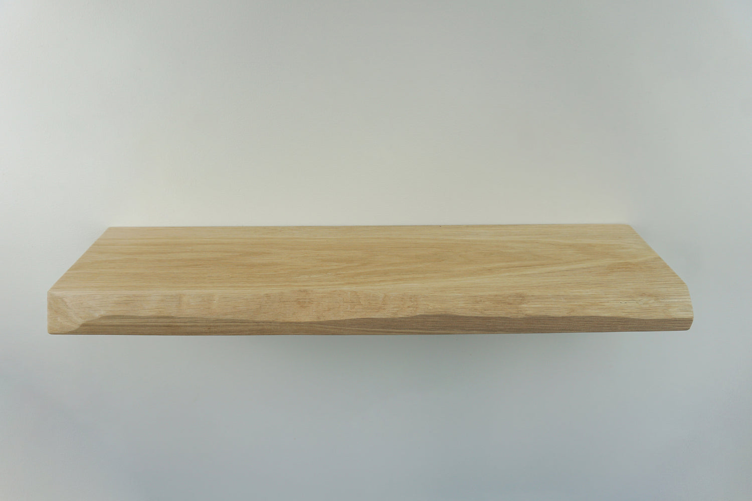 Solid Oak Floating Shelf With a Live / Waney Edge - Chunky 20cm Deep x 4.5cm Thick (8"x2") for masonry walls - The Interior Hut