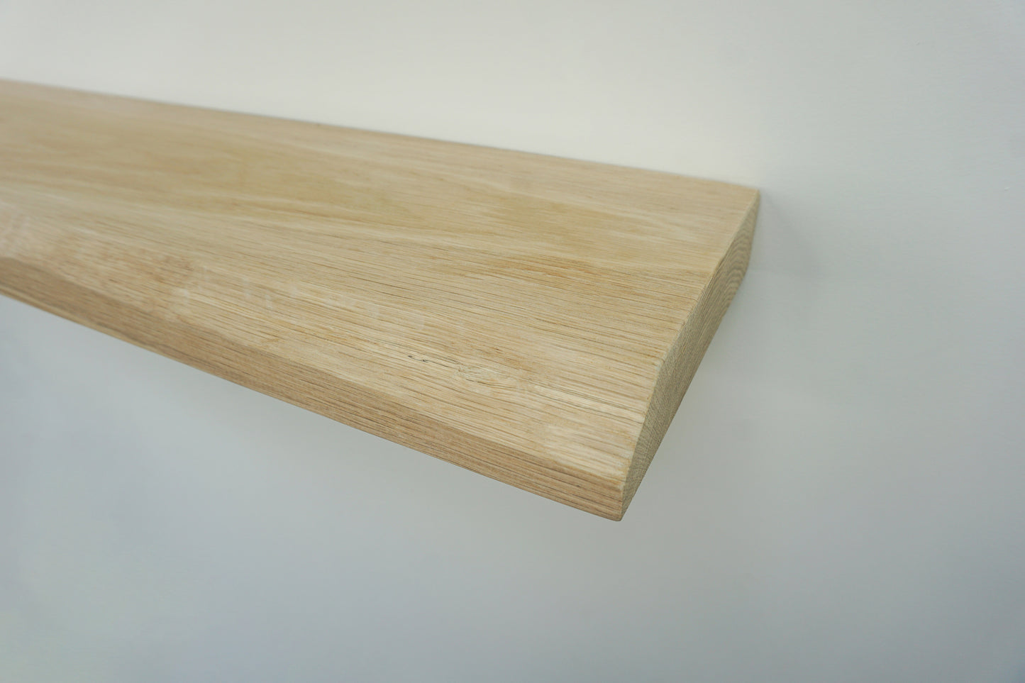 Solid Oak Floating Shelf With a Live / Waney Edge - Chunky 20cm Deep x 4.5cm Thick (8"x2") for masonry walls - The Interior Hut
