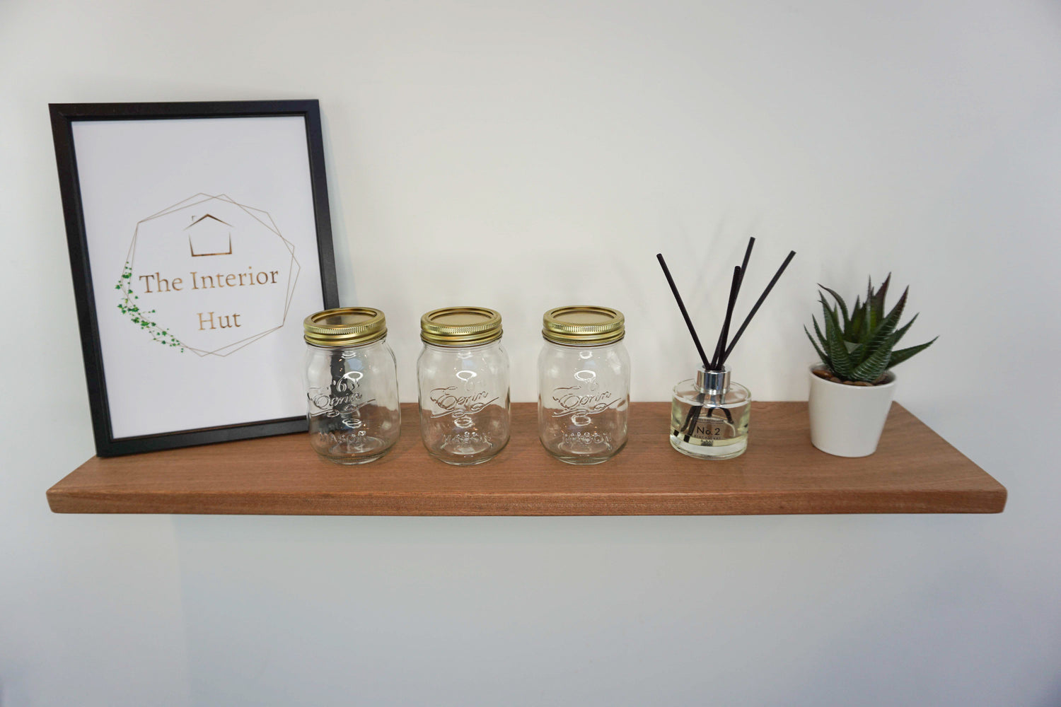 Slim Sapele Floating Shelf - Smooth Finish 20cm Deep x 2cm Thick