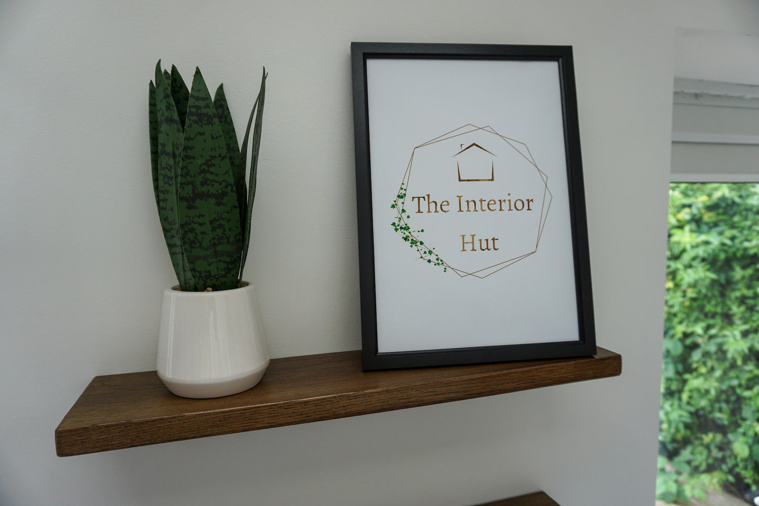 Oak Floating Shelf - 12cm Deep x slim 2.2cm Thick - Smooth Finish - For masonry walls with Jacobean wax finish The Interior Hut