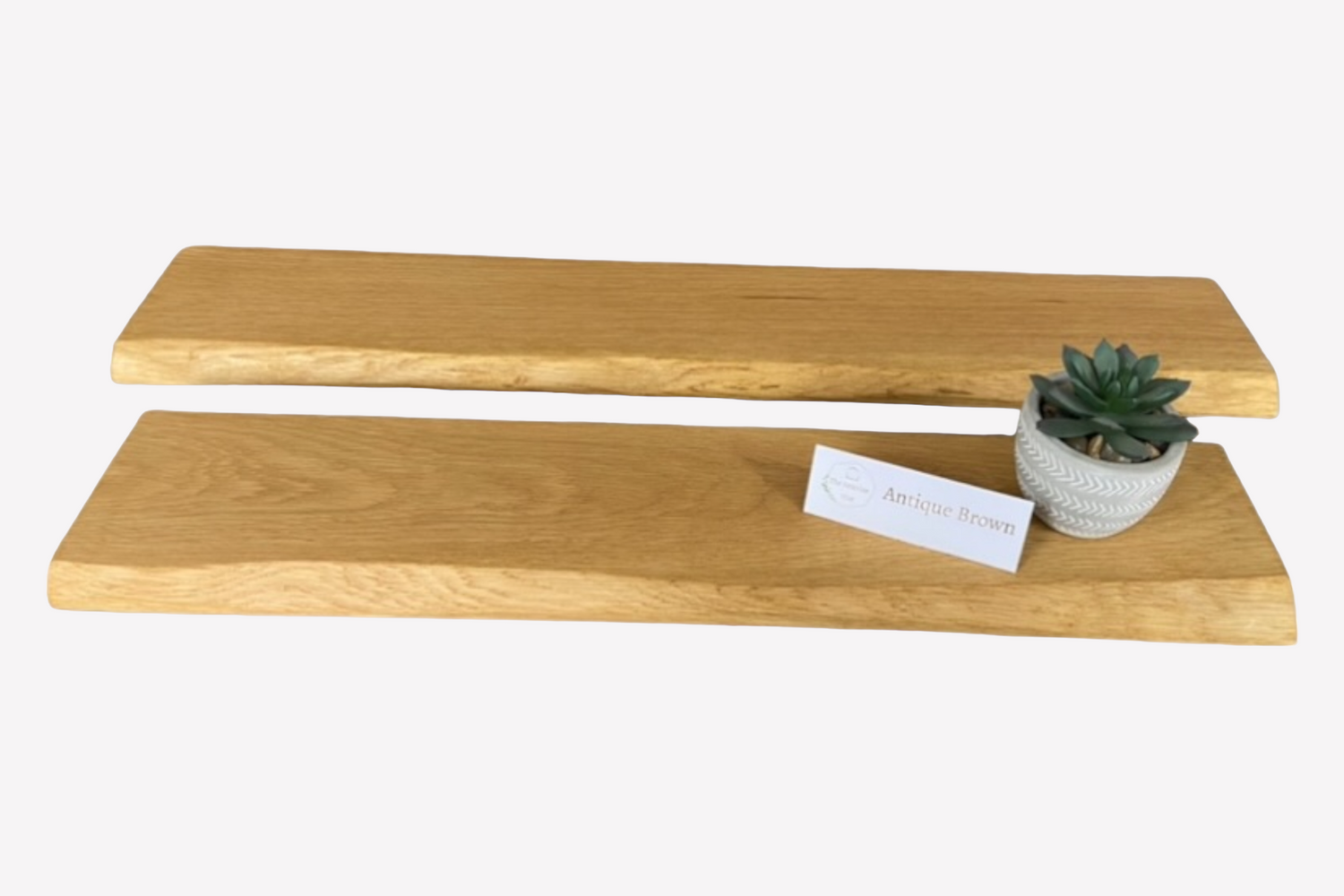 Live Edge Floating Shelf for Plasterboard (dot and dab) walls - Solid Oak Smooth Finish 12cm Deep x 2.2cm Thick - The Interior Hut