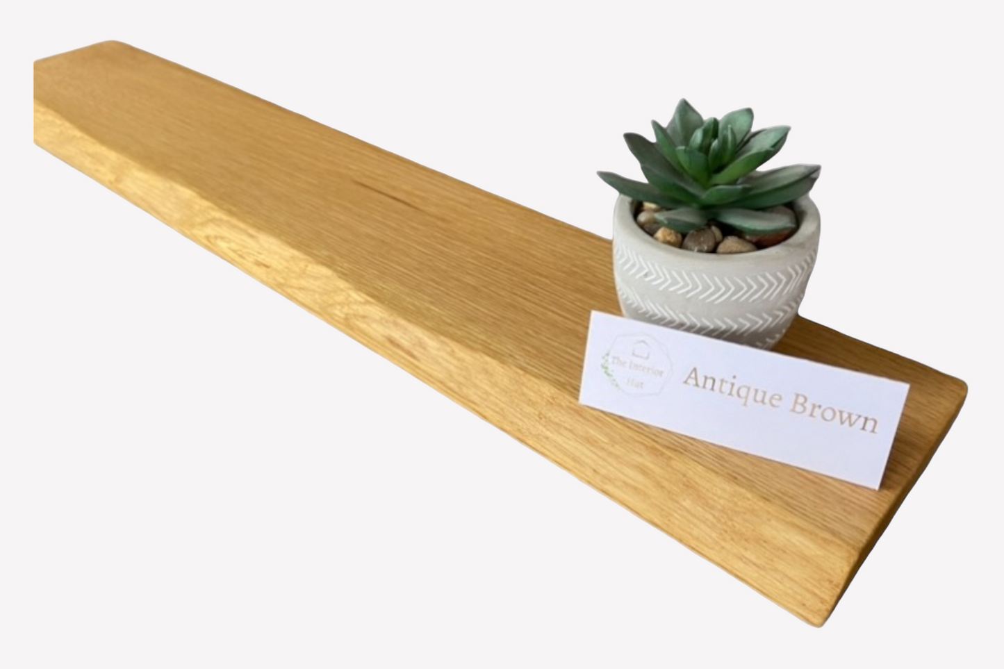 Live Edge Floating Shelf for Plasterboard (dot and dab) walls - Solid Oak Smooth Finish 12cm Deep x 2.2cm Thick - The Interior Hut