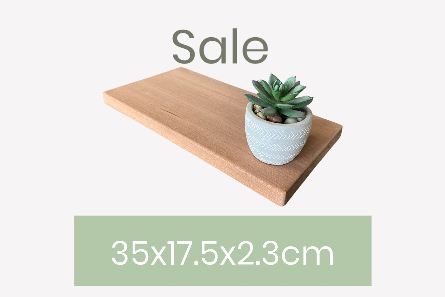 Slim Sapele Floating Shelf - Smooth Finish  35cm x  17.5cm Deep x 2.3cm Thick for masonry walls The Interior Hut