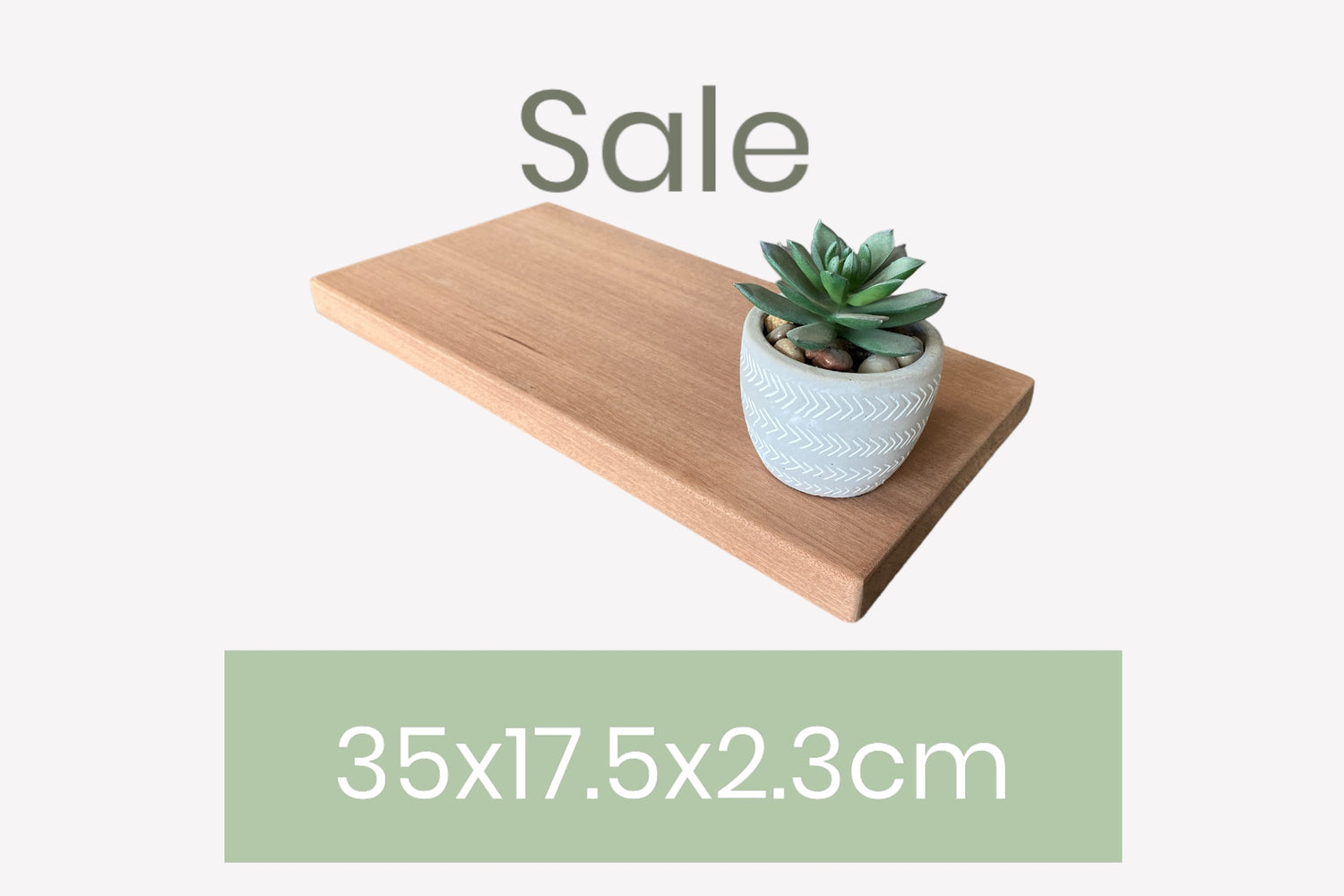 Slim Sapele Floating Shelf - Smooth Finish  35cm x  17.5cm Deep x 2.3cm Thick for masonry walls The Interior Hut