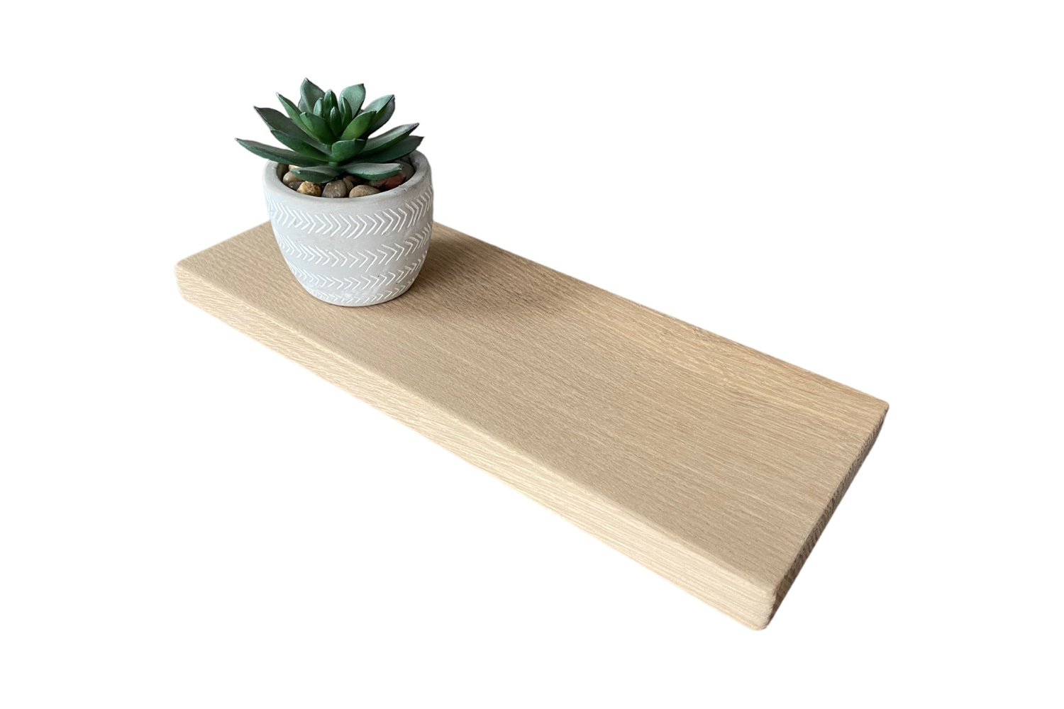 Oak Floating Shelf - Smooth Finish 12cm Deep x 32cm x 2.2cm Thick for plasterboard walls - The Interior Hut