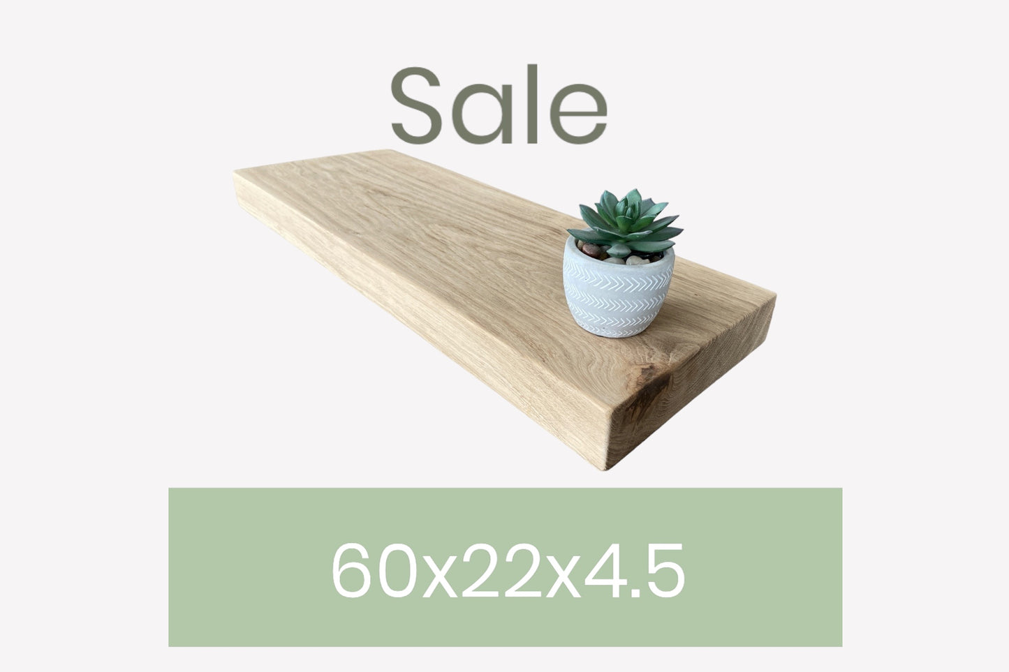 Floating Shelf In Chunky Solid European Oak - 60cm x 22cm Deep x 4.5cm Thick for masonry walls The Interior Hut