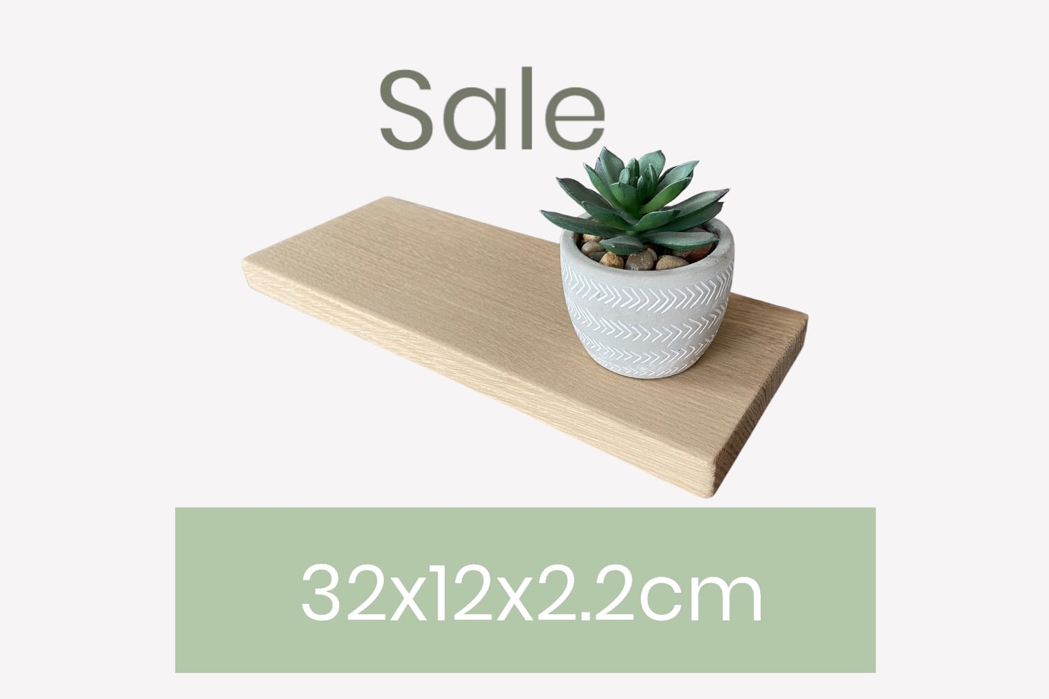Oak Floating Shelf - Smooth Finish 12cm Deep x 32cm x 2.2cm Thick for plasterboard walls - The Interior Hut