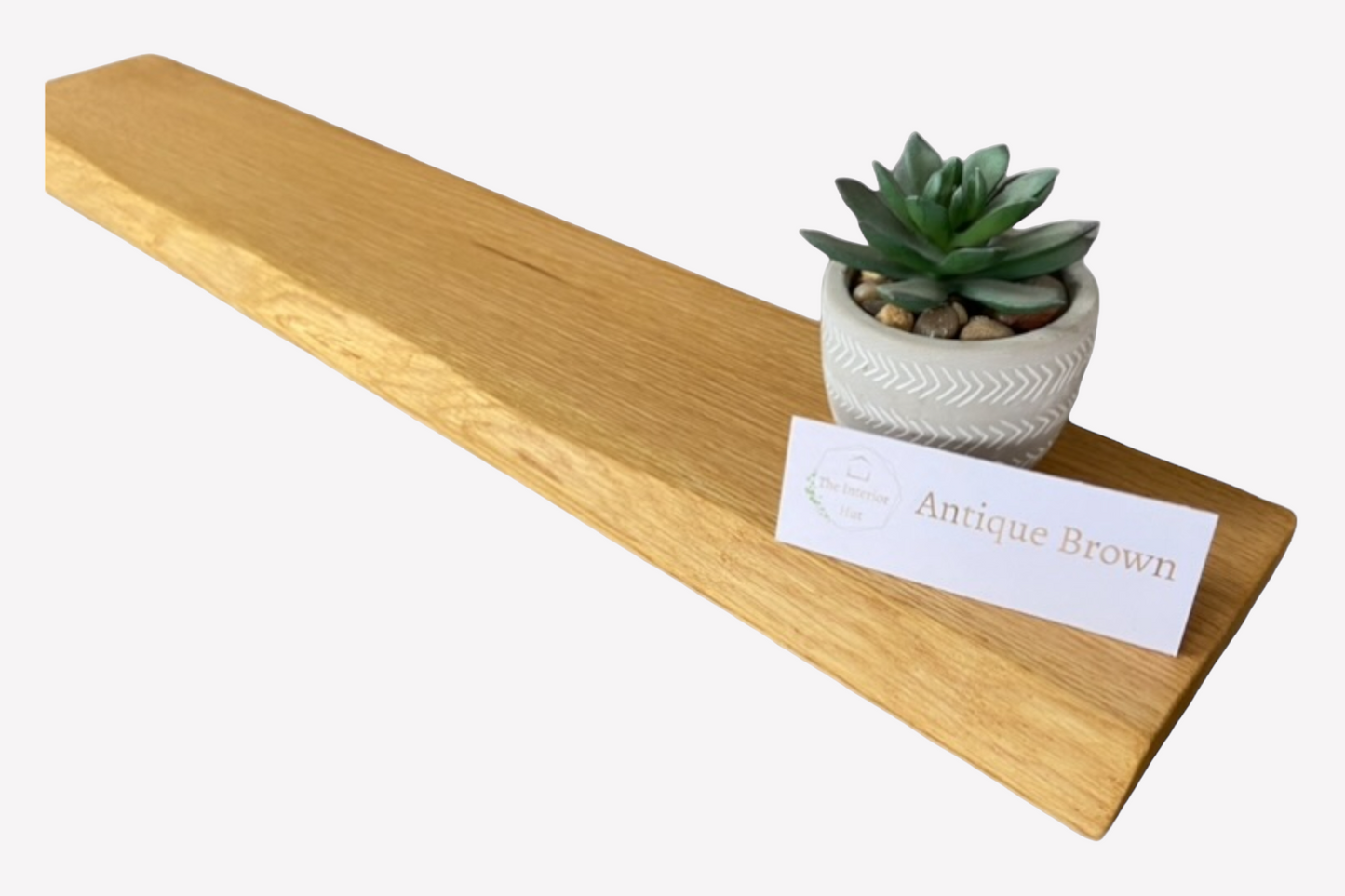 Live Edge Floating Shelf for Plasterboard (stud) walls - Solid Oak Smooth Finish 15cm Deep x 2.2cm Thick