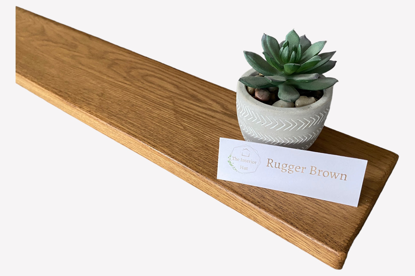 Oak Floating Shelf - 17.5cm Deep x slim 2cm Thick - For masonry walls