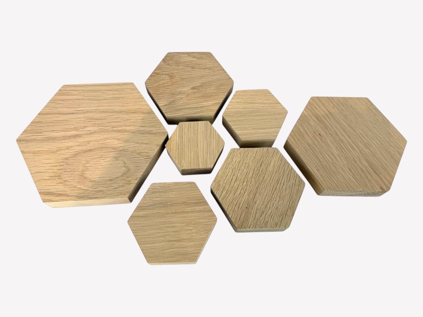 Oak Blanks, solid oak hexagon blocks, for crafting and DIY projects