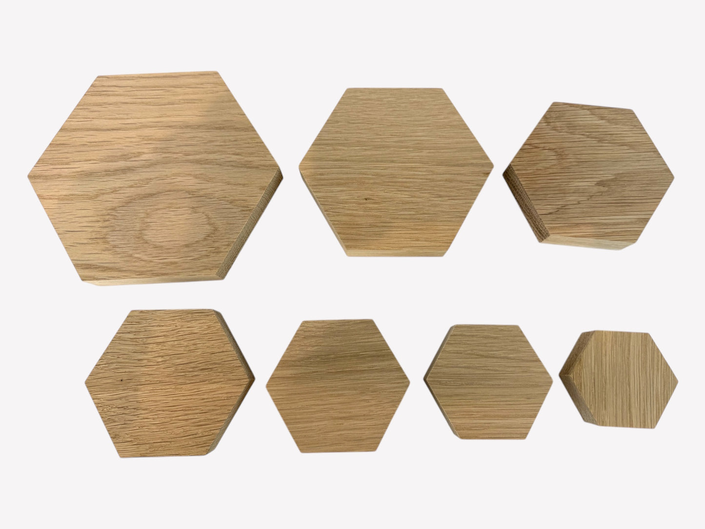 Oak Blanks, solid oak Hexagon blocks, Pack of 2 for crafting and DIY projects