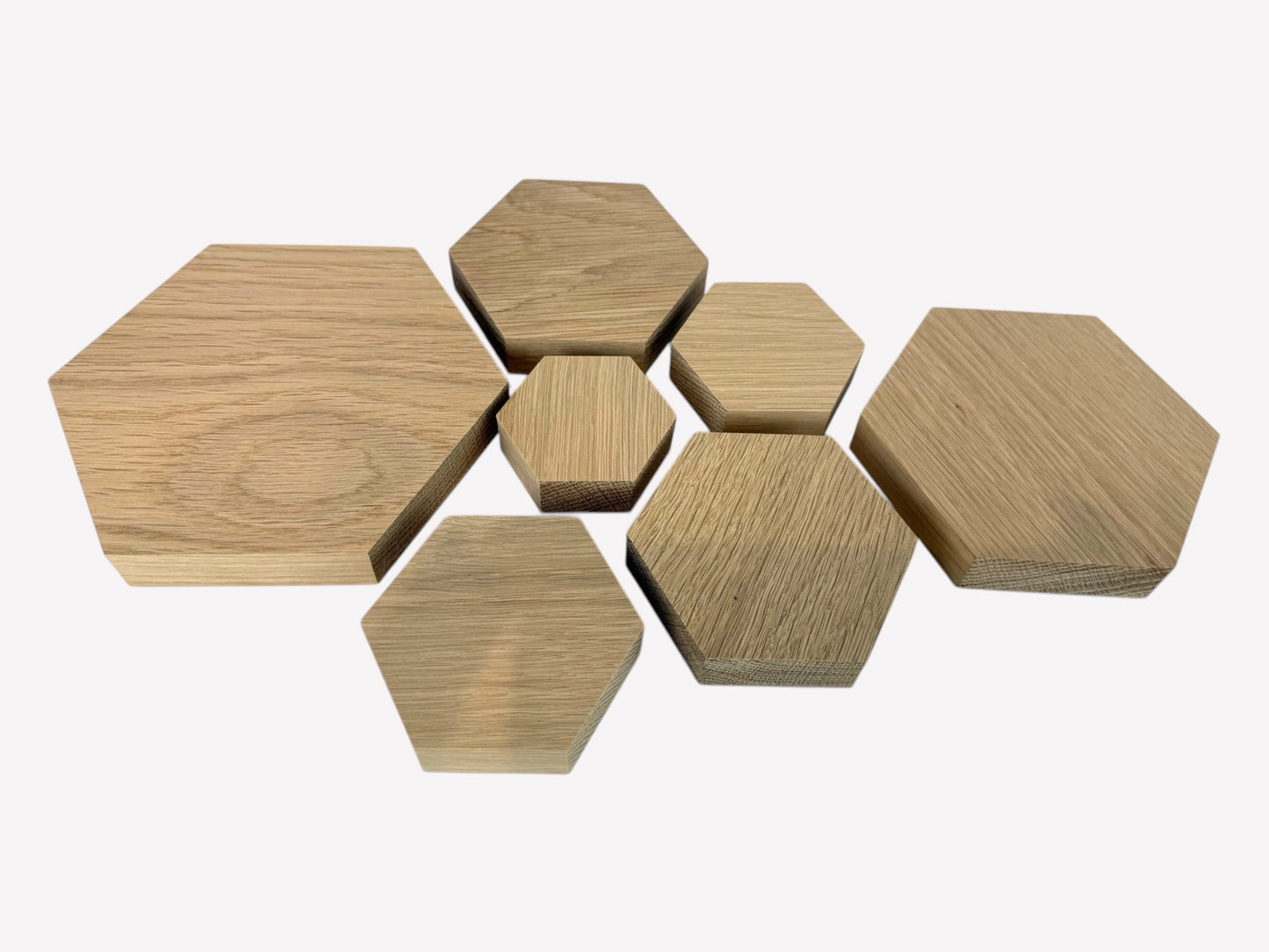 Oak Blanks, solid oak hexagon blocks, for crafting and DIY projects