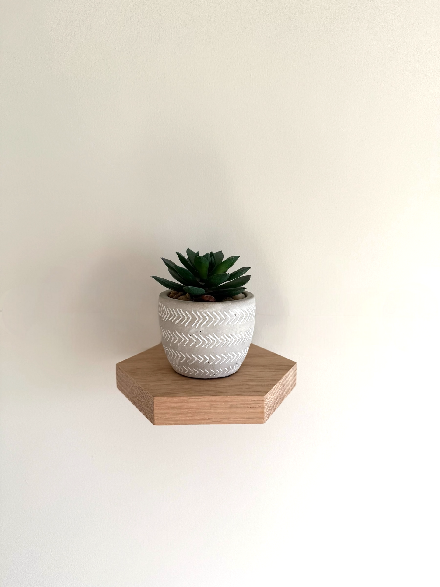 Oak Floating Shelf - Hexagon 15cm Deep x Slim 2.2cm Thick