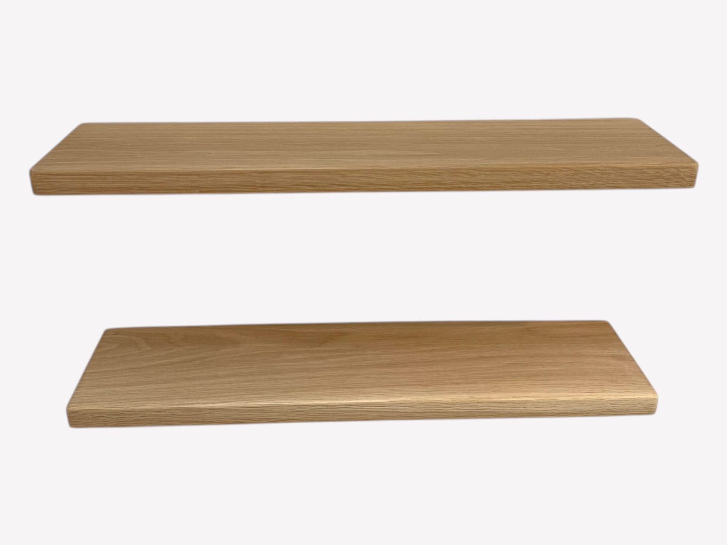 Oak Floating Shelf - 12cm Deep x slim 2.2cm Thick - Smooth Finish - For masonry walls