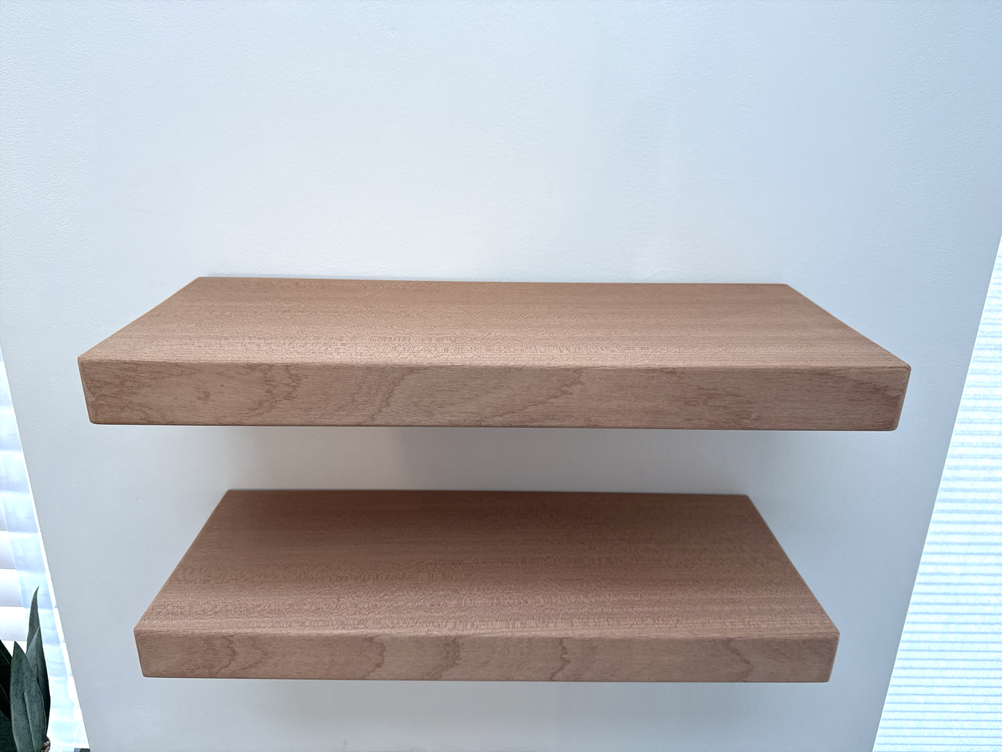 Sapele Floating Shelf - Smooth Finish 20cm Deep x 4.5cm Thick (8"x2")