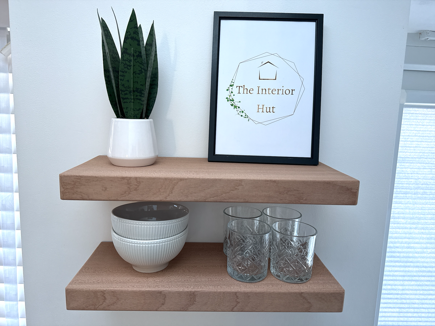 Sapele Floating Shelf - Smooth Finish 20cm Deep x 4.5cm Thick (8"x2")